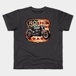 Motorcycle and Route 66 Kids T-Shirt